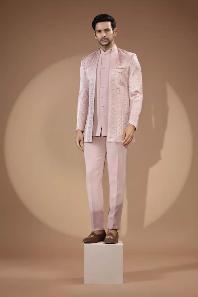 Light Pink Rich Embroidered Thread Work Outfit