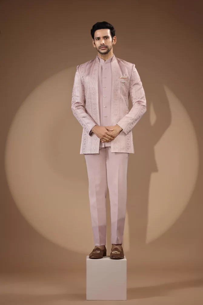 Light Pink Rich Embroidered Thread Work Outfit