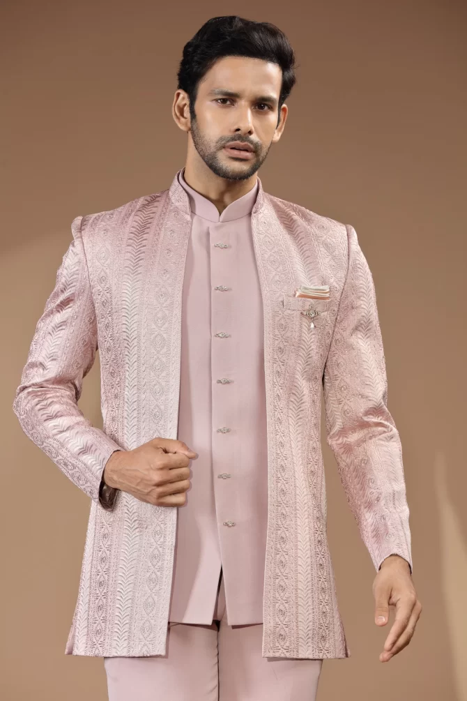 Light Pink Rich Embroidered Thread Work Outfit