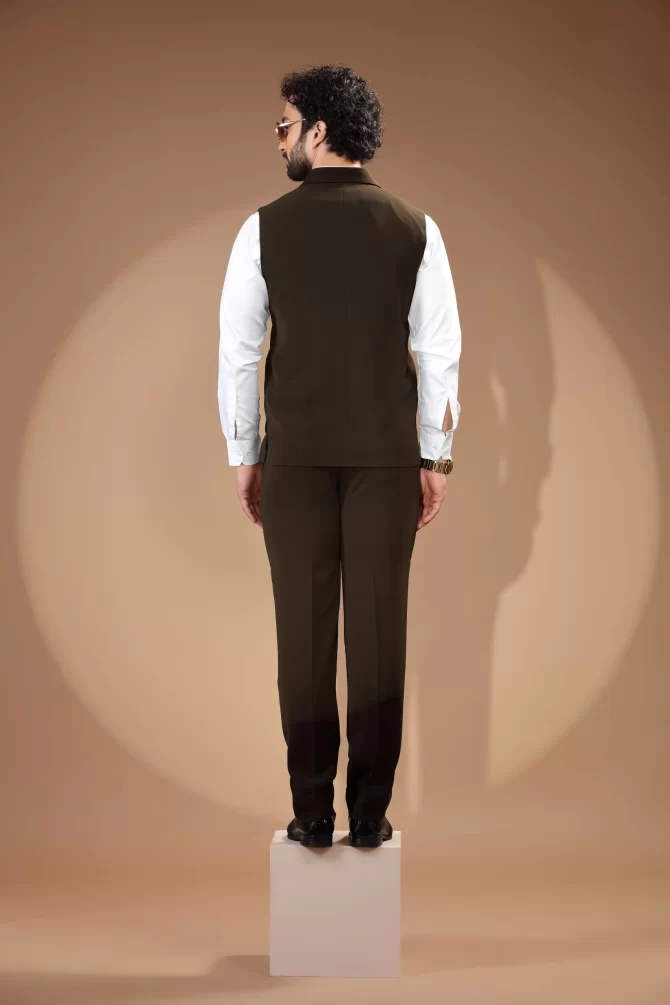 Dark Brown Velvet Waist-Coat With Shirt