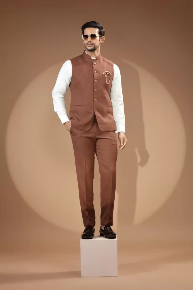 Brown Velvet Waist-Coat With Shirt
