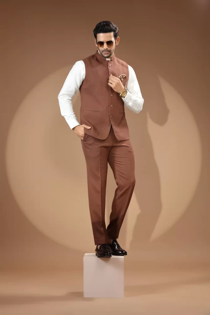 Brown Velvet Waist-Coat With Shirt