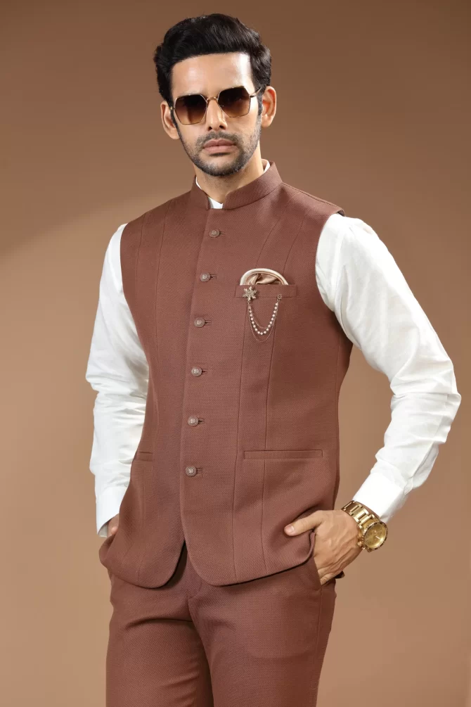 Brown Velvet Waist-Coat With Shirt
