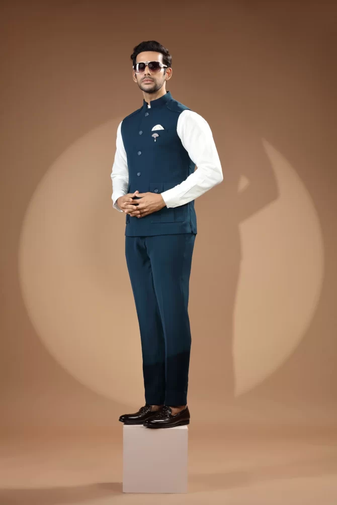 Royal Blue Velvet Waist-Coat With Shirt