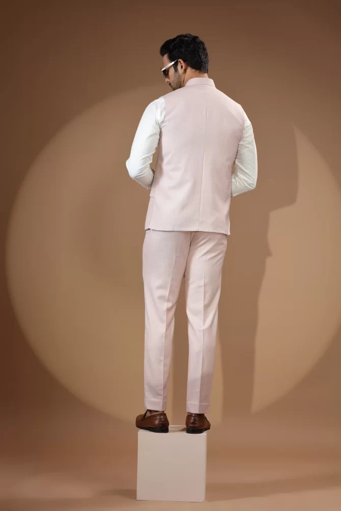 Light Pink Velvet Waist-Coat With Shirt