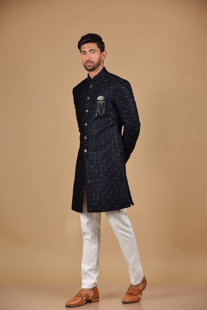 Navy Blue Embellished Indo-Western