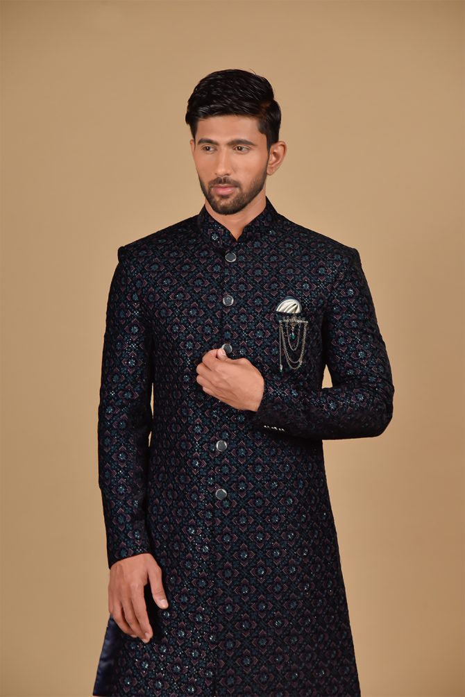 Navy Blue Embellished Indo-Western