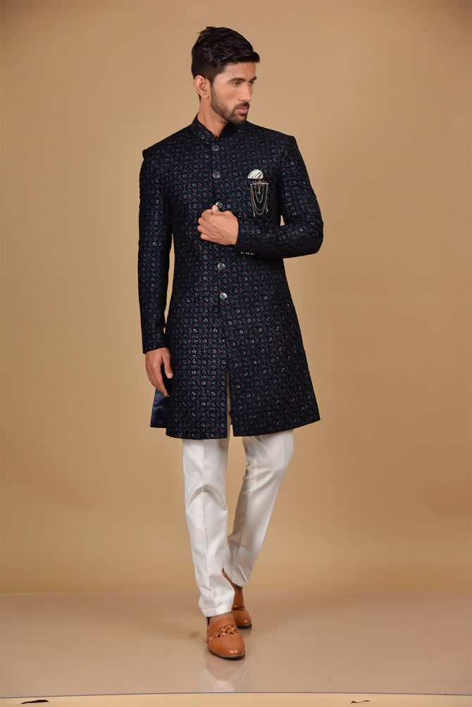 Navy Blue Embellished Indo-Western