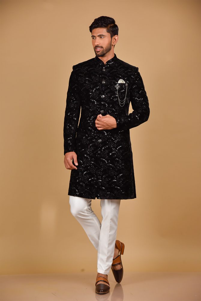 Black Sequin Embroidery Indo Western