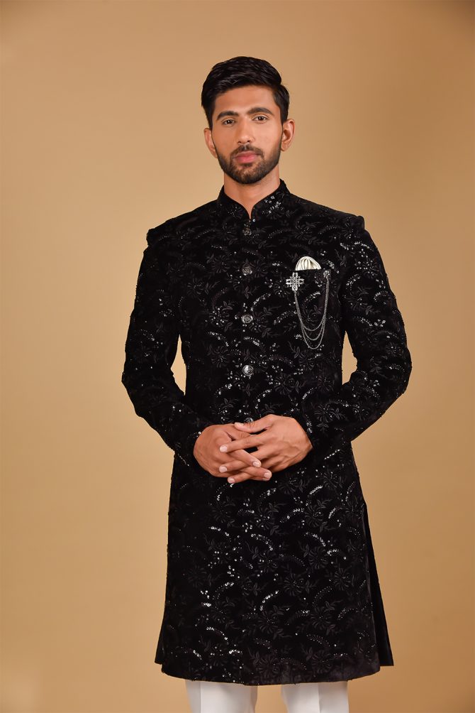 Black Sequin Embroidery Indo Western