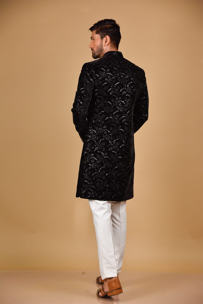 Black Sequin Embroidery Indo Western