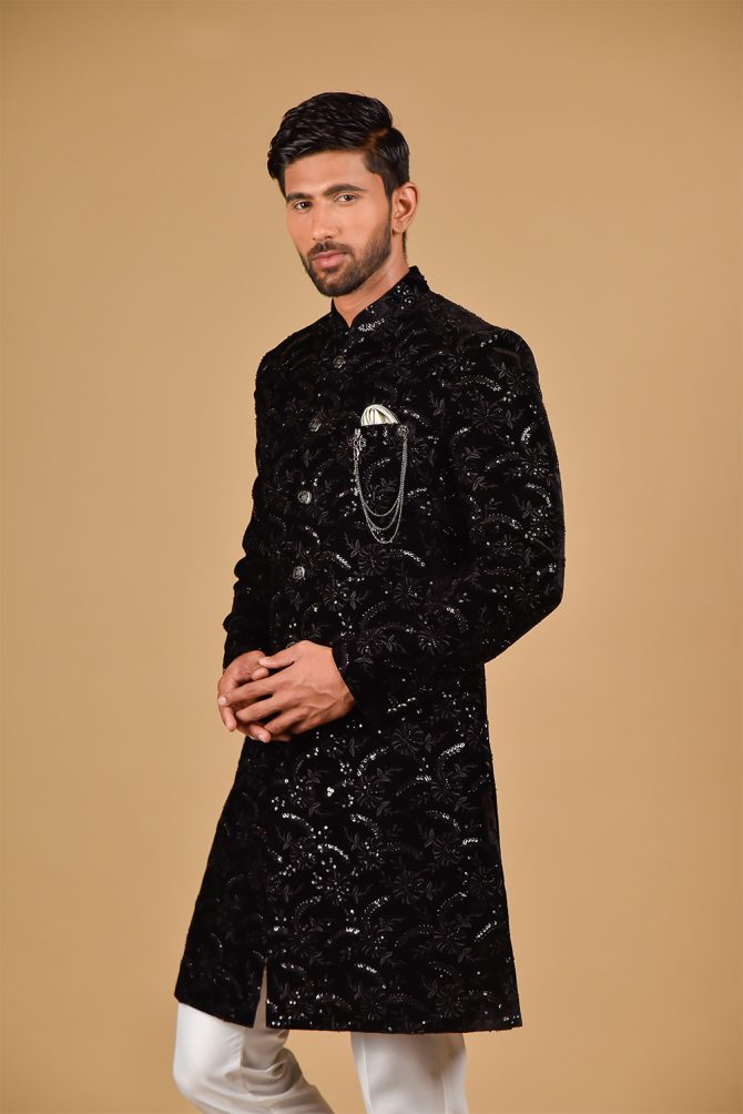 Black Sequin Embroidery Indo Western