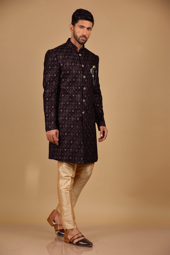 Burgundy Embroidered Indo Western