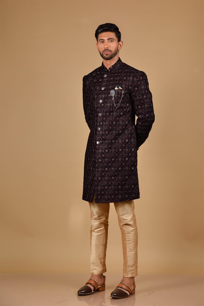 Burgundy Embroidered Indo Western