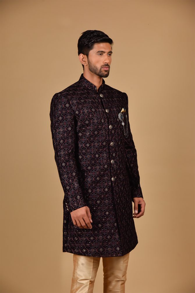Burgundy Embroidered Indo Western
