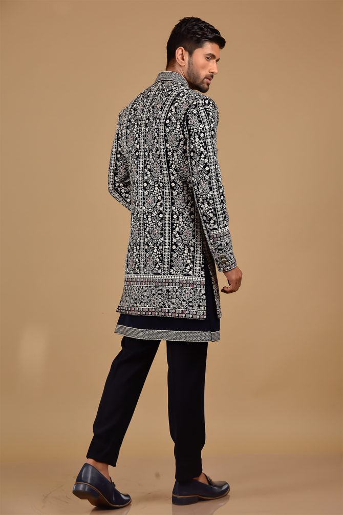Royal Blue & Black-White Thread Work Outfits