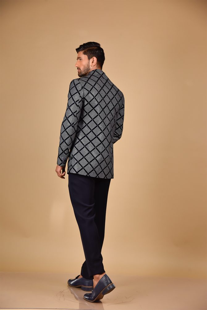 Black & White Rich Embroidered Jodhpuri Suit