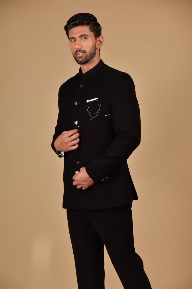 Elegant Black Jodhpuri Suit