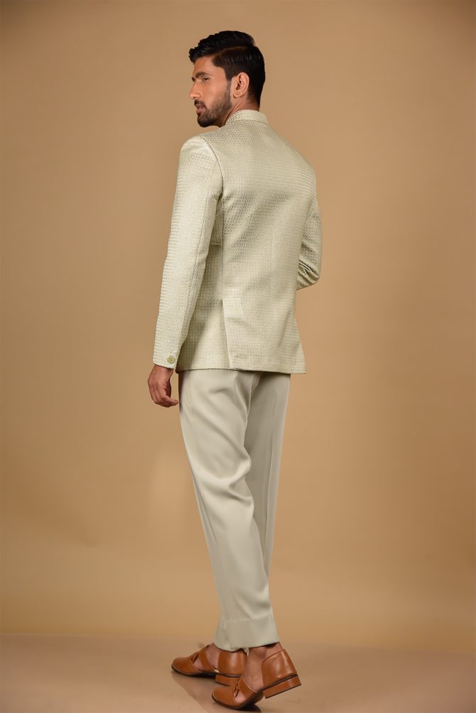 Glacial Green Thread Work Jodhpuri Suit