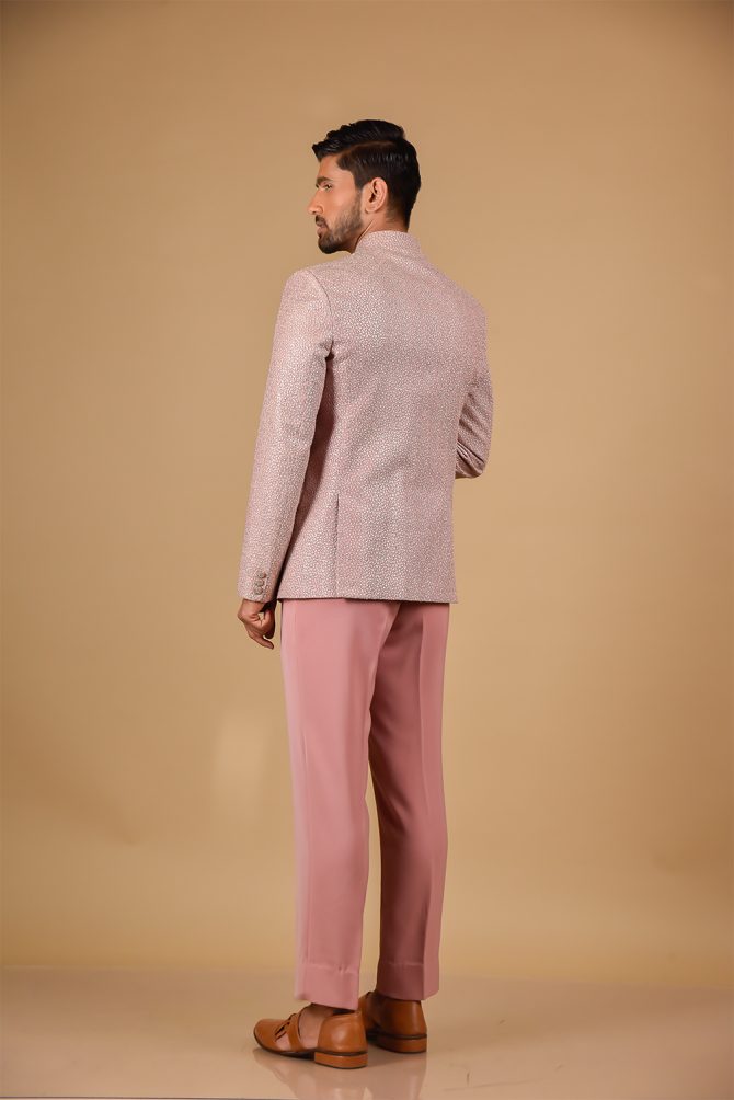 Flamingo Pink Silver Thread Embroidered Festive Jodhpuri Suit