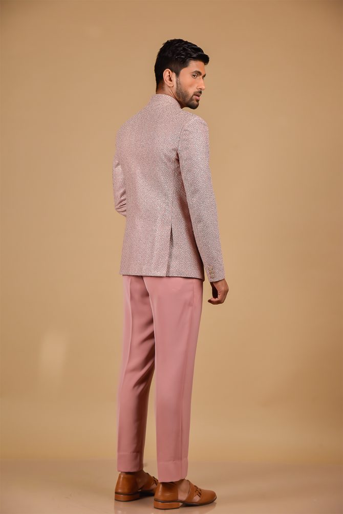 Flamingo Pink Silver Thread Embroidered Festive Jodhpuri Suit