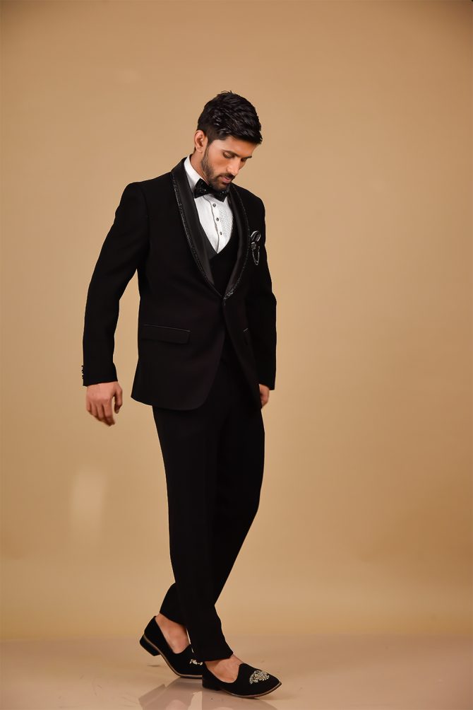 Classic Black Sequin work 3 Piece Partywear Suit