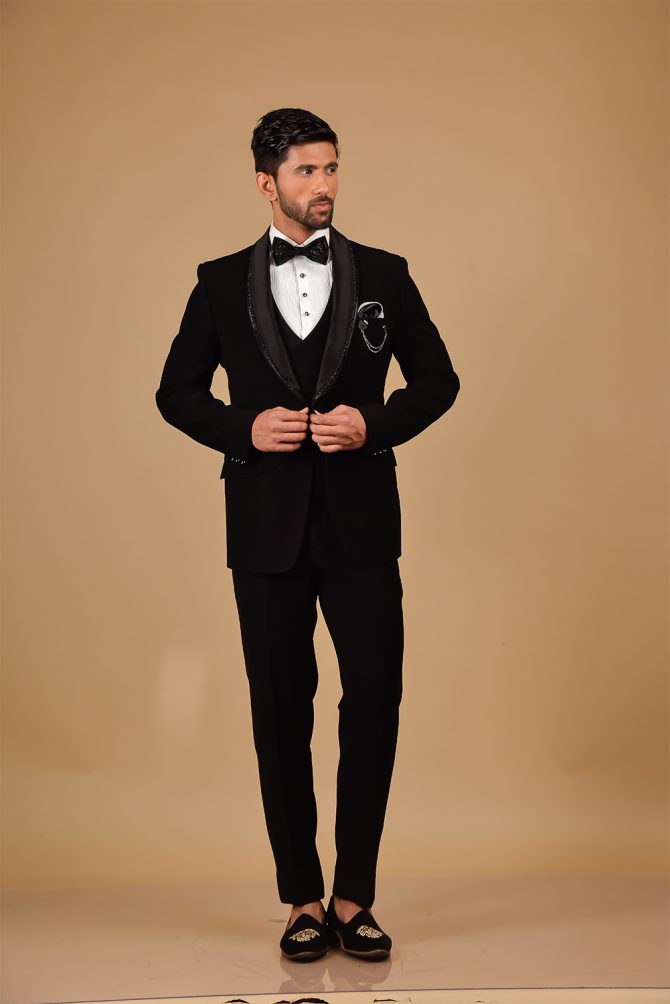 Classic Black Sequin work 3 Piece Partywear Suit