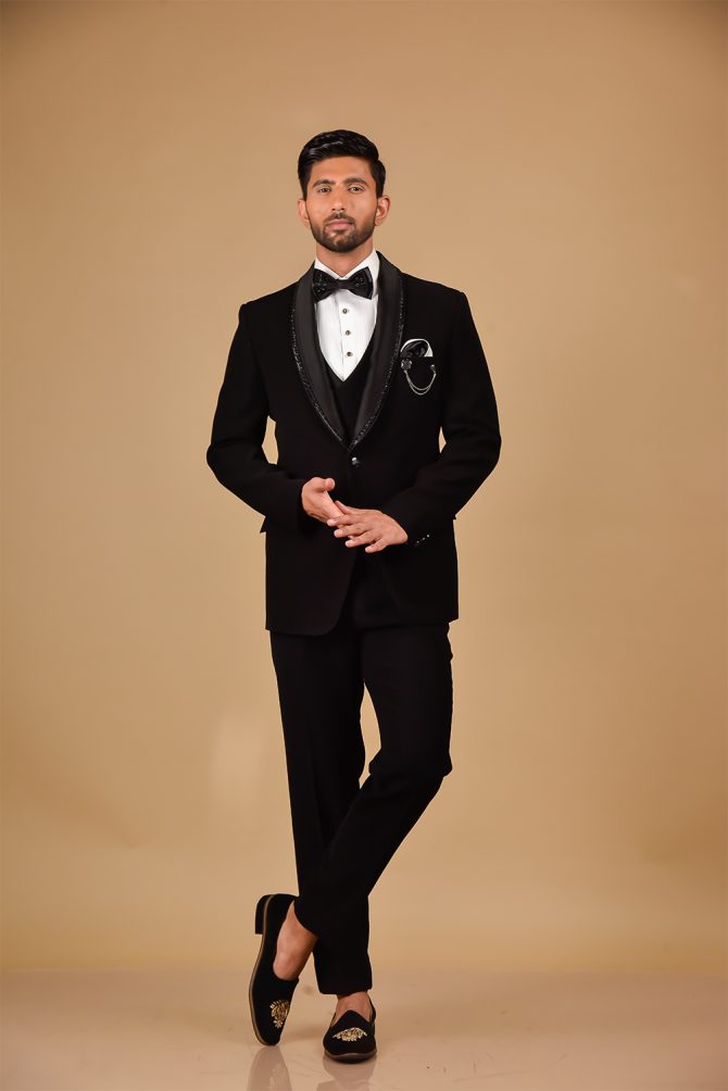 Classic Black Sequin work 3 Piece Partywear Suit