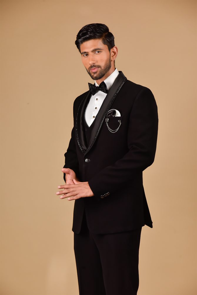 Classic Black Sequin work 3 Piece Partywear Suit