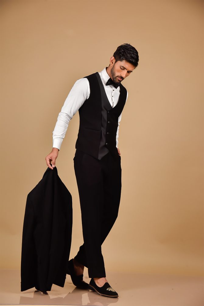 Classic Black Sequin work 3 Piece Partywear Suit
