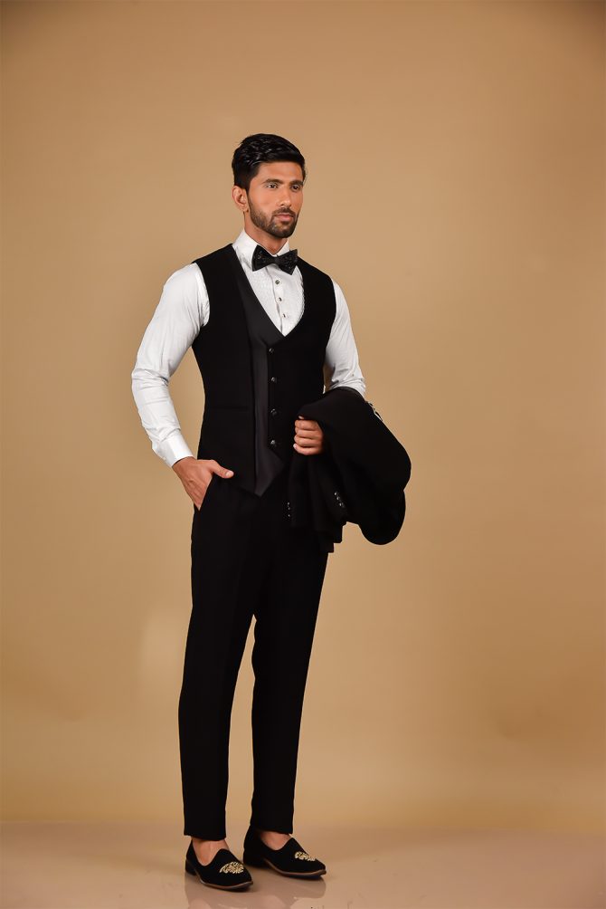 Classic Black Sequin work 3 Piece Partywear Suit