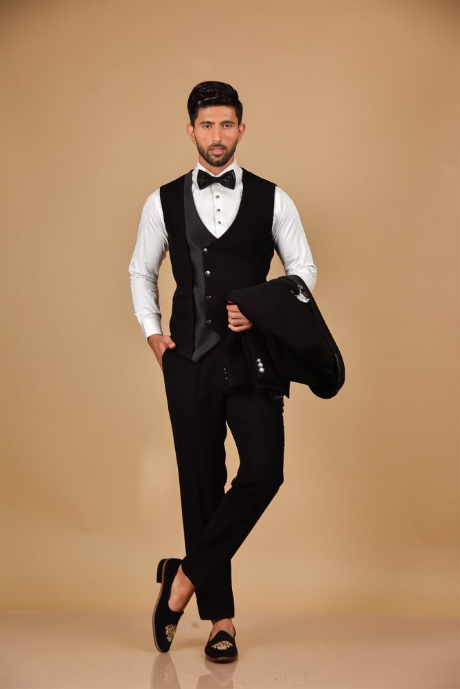 Classic Black Sequin work 3 Piece Partywear Suit