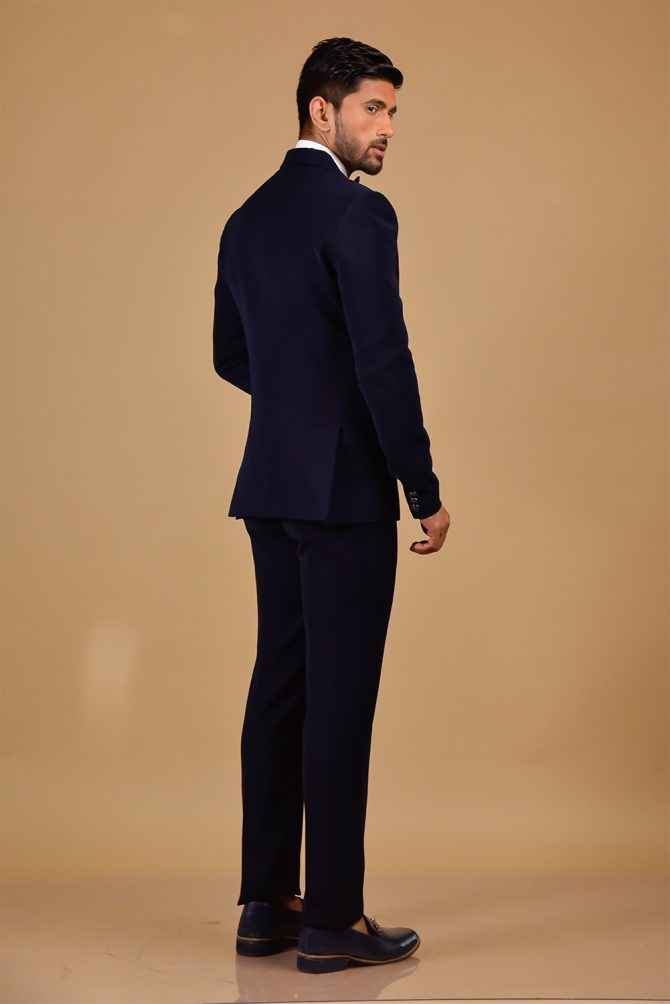 Royal Blue With Black Sequin Work 3 Piece Partywear Suit