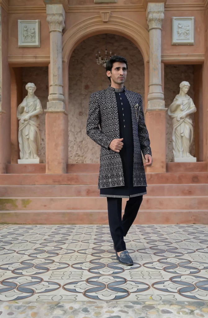 Navy Blue Rich Embroidered Classy Indo-Western